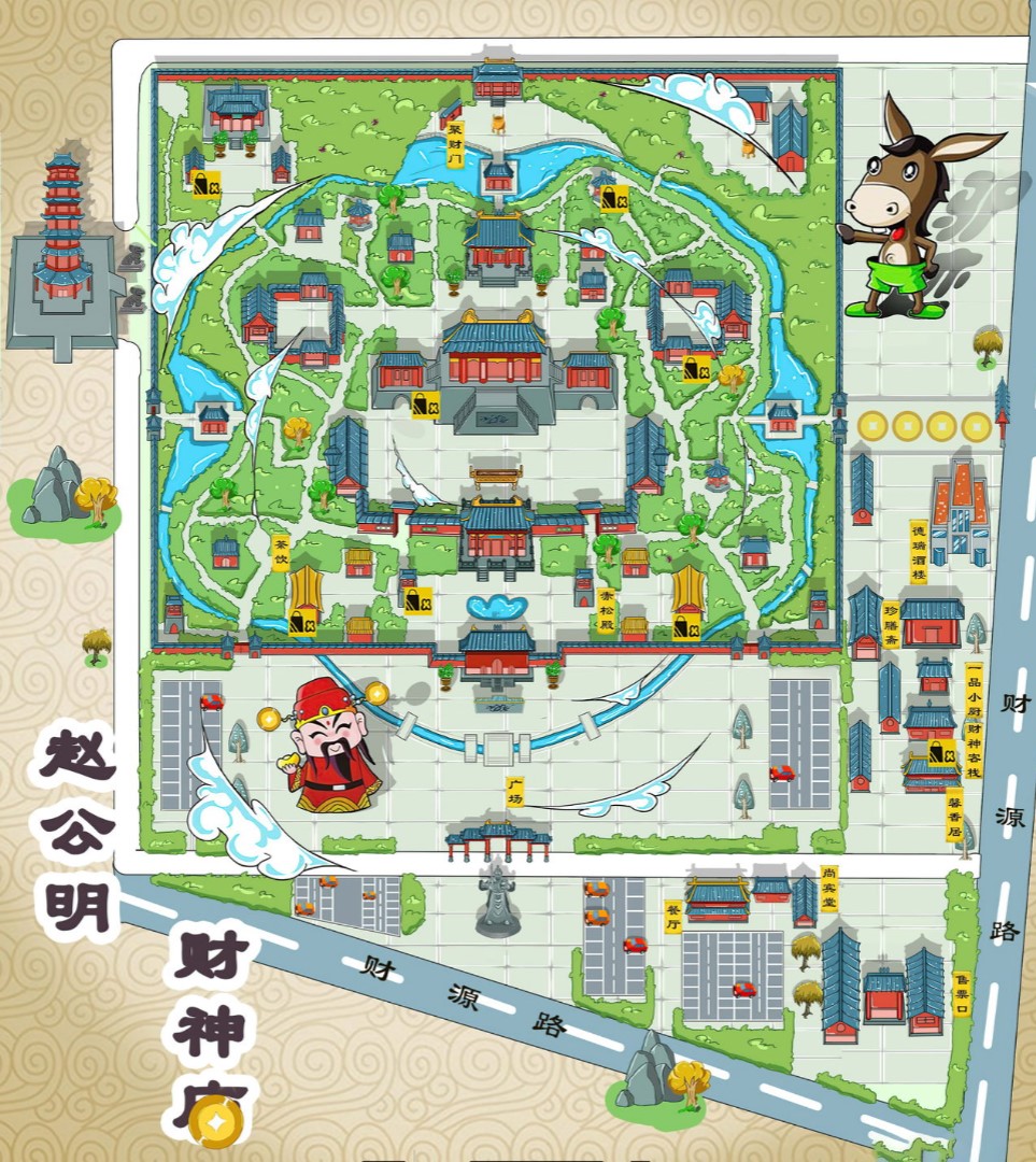 鹤壁寺庙类手绘地图